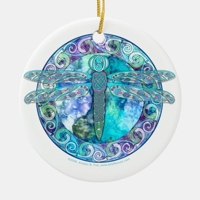 Cool Celtic Dragonfly Ornament (Front)