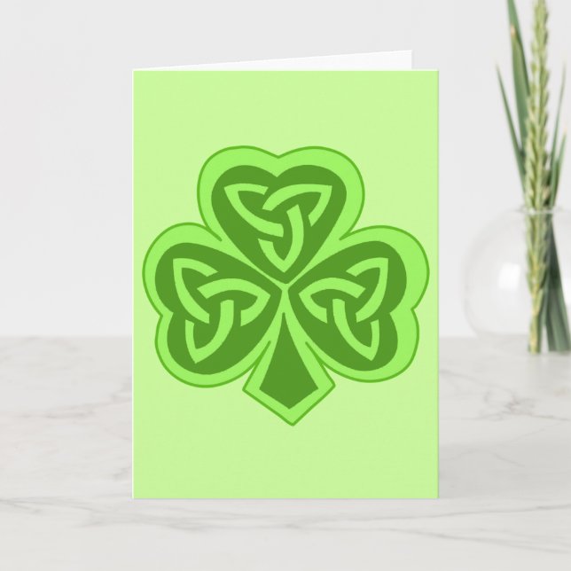 Cool Celtic Knot Shamrock Card (Front)