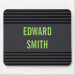 Cool Charcoal Neon Green with Black Lines Mouse Pad<br><div class="desc">Cool mousepad in charcoal grey with thin lines in black. Add your name in a bold neon green font.</div>