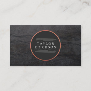 Cool Chef Rustic Copper Knife Logo Granite Business Card