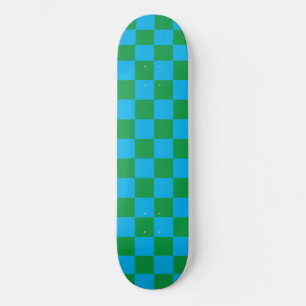 Cool Chequered (chequered) Green and Blue pattern Skateboard