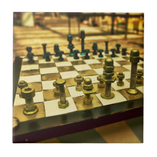 Cool Chess Board with Nuts and Bolts Tile