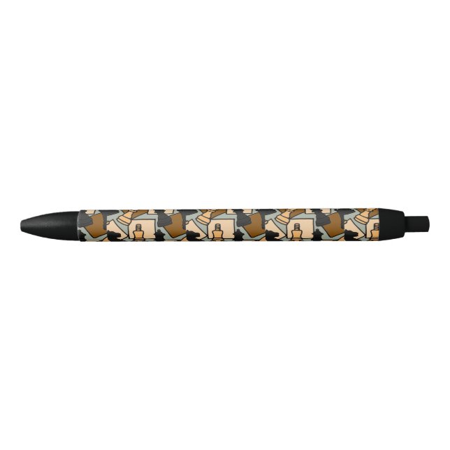 Cool Chess Game Pieces Abstract Art Black Ink Pen (Front)