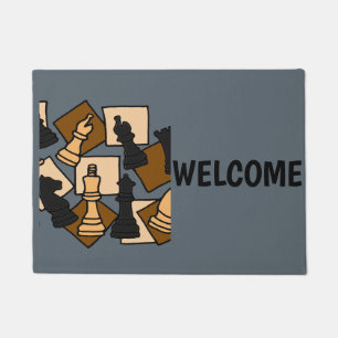 Cool Chess Game Pieces Abstract Art Doormat