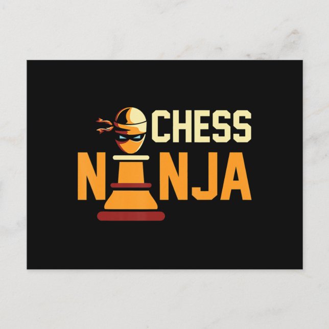 Cool Chess Ninja  Chess Lovers Gift Announcement Postcard (Front)