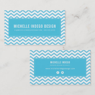 COOL CHEVRON PATTERN preppy modern aqua blue Business Card