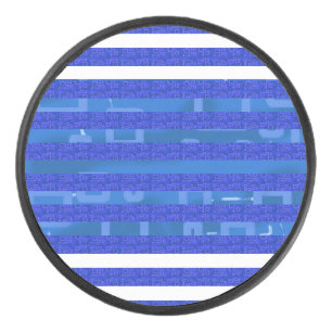 Cool Chic Blue Geometric Stripes Hockey Puck