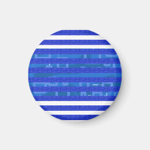 Cool Chic Blue Geometric Stripes  Magnet