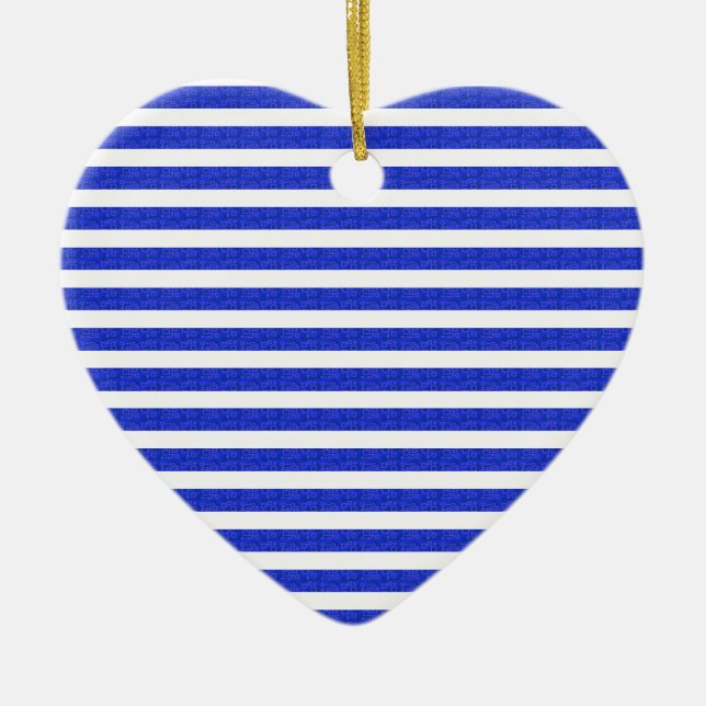 Cool Chic Blue Gold Geometric Stripes Ornament (Front)