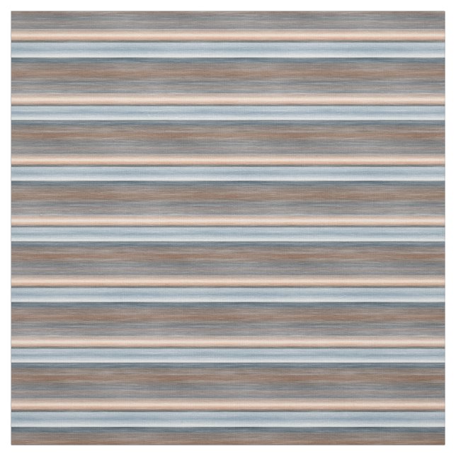 Cool Chic Brown Blue Watercolor Stripes Pattern Fabric (Swatch)