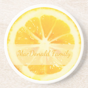 COOL CHIC CUSTOM CRISP CITRUS FRUIT SUNNY LEMON COASTER