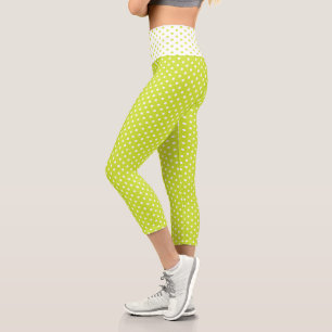 Cool Chic Fashion Green Small Polka Dots Pattern Capri Leggings