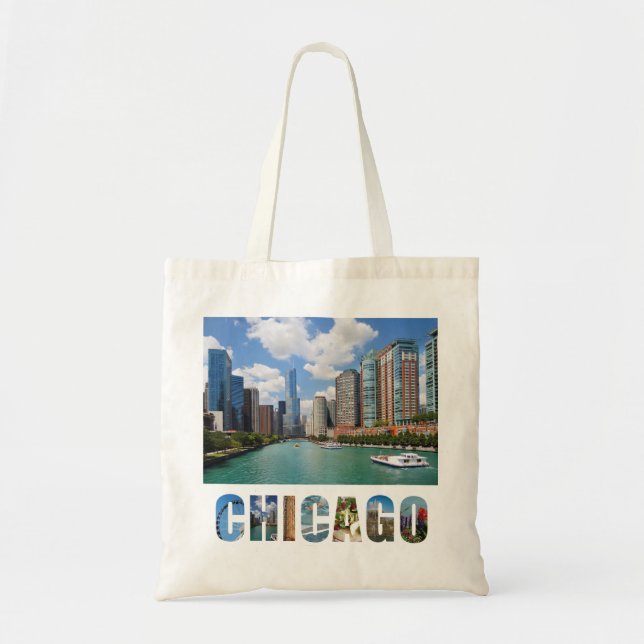 Cool Chicago River Skyline Photo Tote Bag (Front)