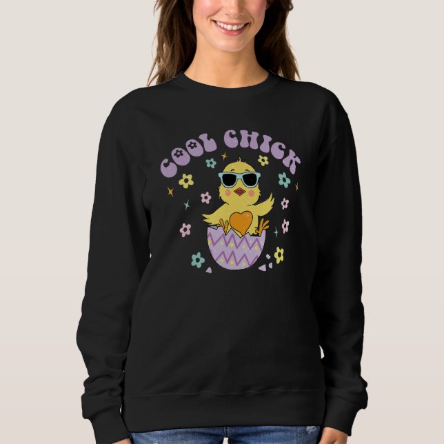 Cool Chick Easter Chick Funny Easter Day Kids Boys Sweatshirt (Front)