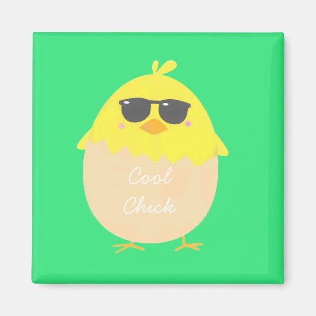 Cool Chick funky Easter yellow chick Magnet (Front)
