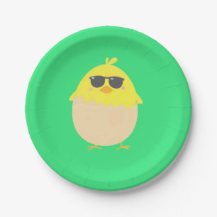 Cool Chick funky Easter yellow chick Paper Plate