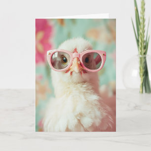 Cool Chick with Pink Glasses Spring Card