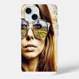 Cool Chick with Reflection of a Musical Festival iPhone 15 Case