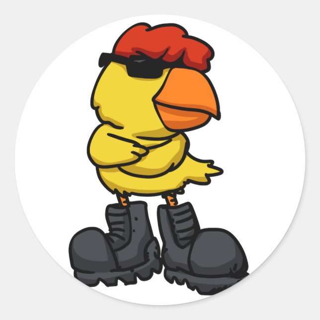 Cool Chick with sunglasses | choose back colour Classic Round Sticker (Front)