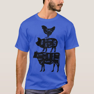 Cool Chicken Pig Cow and Beef BBQ and Grill Meat C T-Shirt