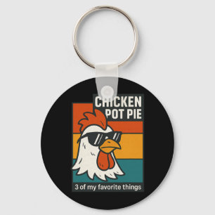 Cool Chicken Pot Pie Funny Retro Humour Key Ring