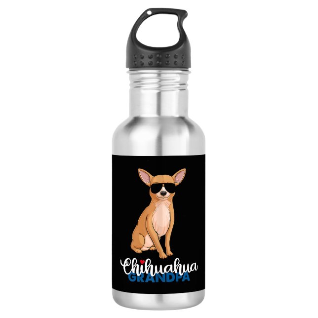 Cool Chihuahua Grandpa Dog Lover 532 Ml Water Bottle (Front)