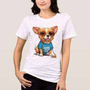 Cool Chihuahua in Shades – Funny Dog Design Tri-Blend Shirt