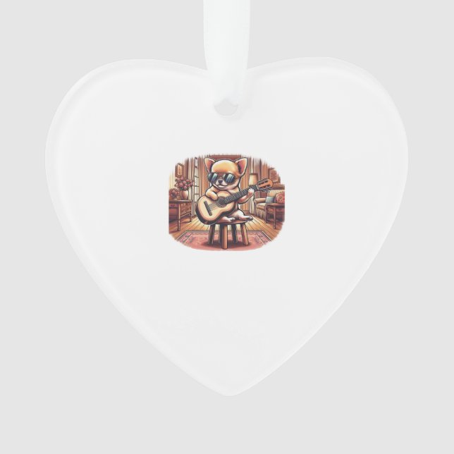 Cool Chihuahua Plays Classical Guitar Ornament (Front)