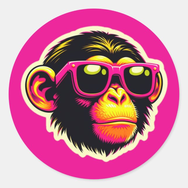 COOL CHIMP 2 CLASSIC ROUND STICKER (Front)