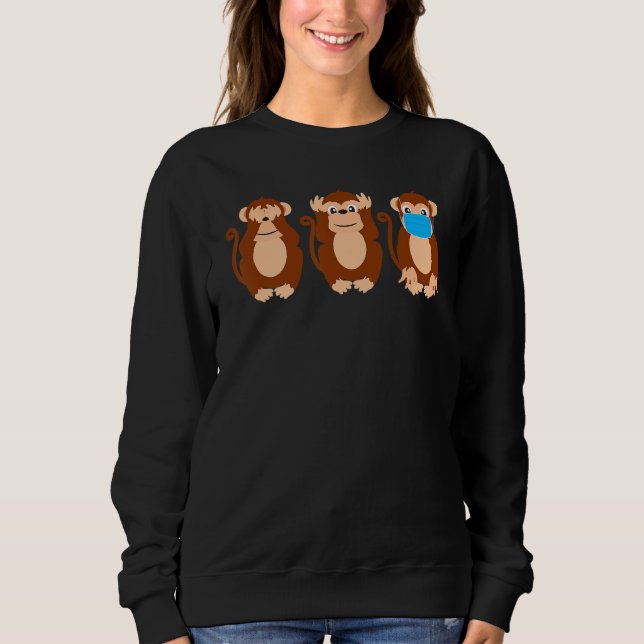 Cool Chimpanzee Monkey Face Mask Virus Sweatshirt (Front)