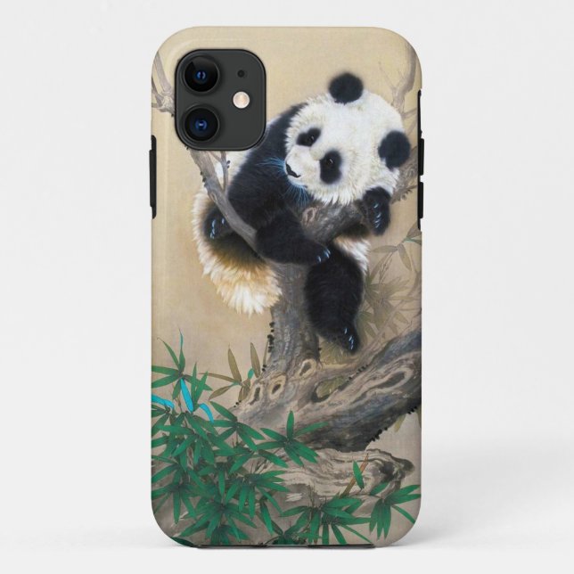 Cool chinese cute sweet fluffy panda bear tree art Case-Mate iPhone case (Back)
