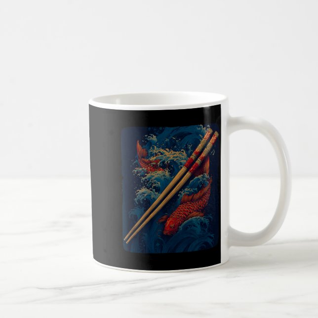 Cool Chopsticks Design with Koi Carp Costume Coffee Mug (Right)