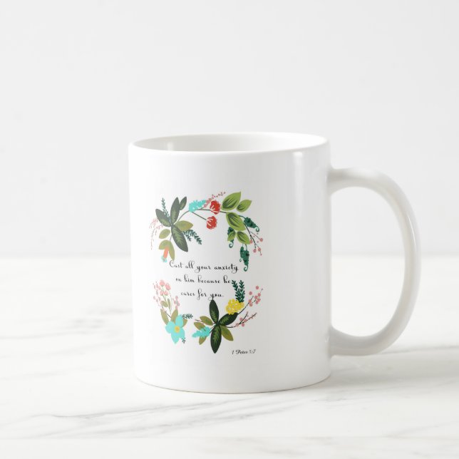 Cool Christian Art - 1 Peter 5:7 Coffee Mug (Right)
