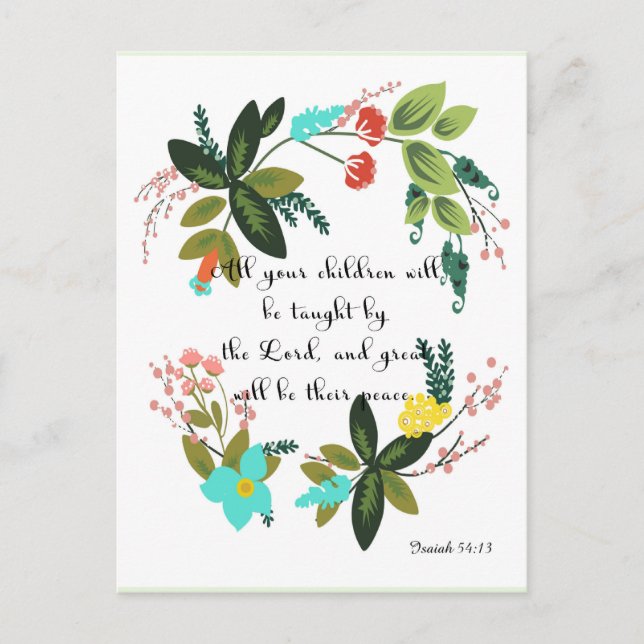 Cool Christian Art - Isaiah 54:13 Postcard (Front)