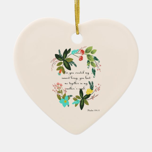 Cool Christian Art - Psalm 139:13 Ceramic Tree Decoration (Front)