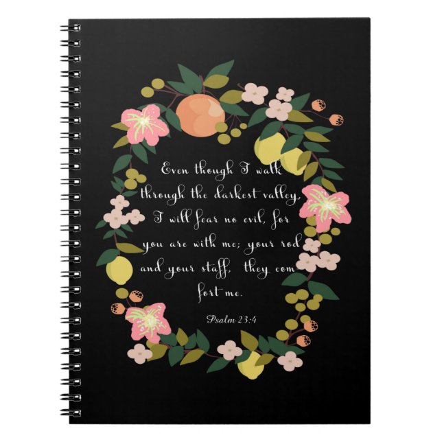 Cool Christian Art - Psalm 23:4 Spiral Notebook (Front)
