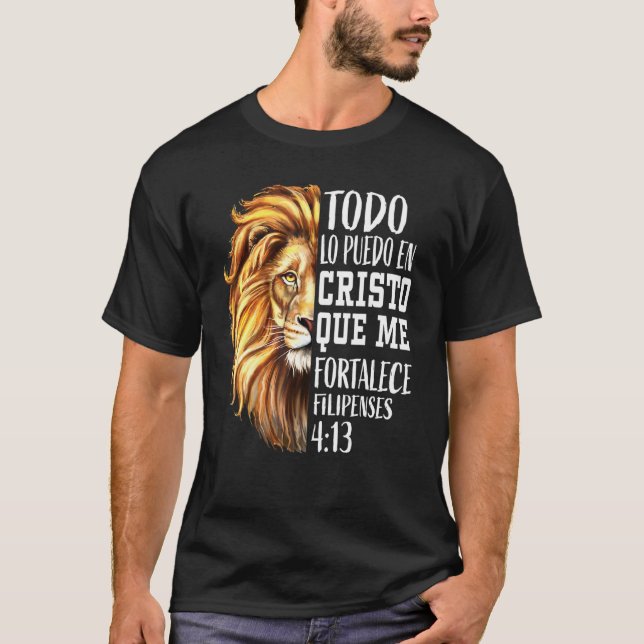 Cool Christian Men Spanish Bible Verse Lion Of Jud T-Shirt (Front)