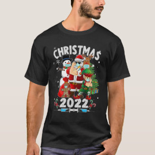 Cool Christmas 2022 Santa Wearing Elf Wearing Mask T-Shirt