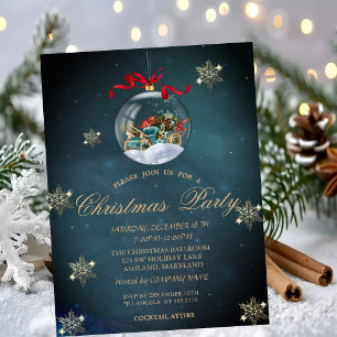 Cool Christmas Balls, Snowflakes Company Party  Invitation