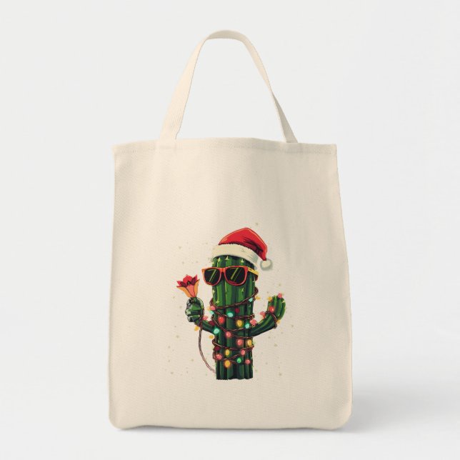 Cool Christmas Cactus with Amaryllis Tote Bag (Front)