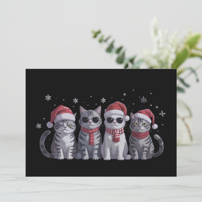 Cool Christmas Cats Cute Cat Lover Cat Mum Xmas Holiday Card (Standing Front)