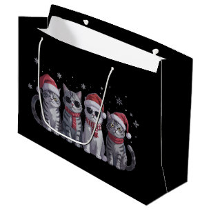 Cool Christmas Cats Cute Cat Lover Cat Mum Xmas Large Gift Bag