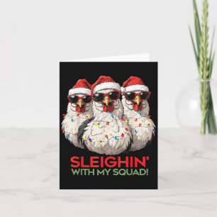 Cool Christmas Chicken In Gles, Funny Graphic Hen Card