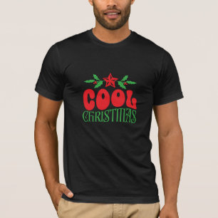 Cool Christmas – Fun Holiday Holly & Star Design T-Shirt