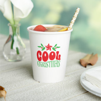 Cool Christmas – Fun Retro Holiday Party Design Paper Cups