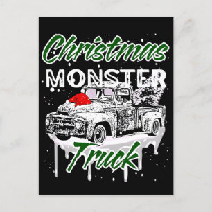 Cool Christmas Monster Truck Postcard