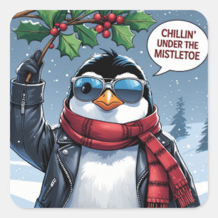 Cool Christmas Penguin Design – “Chillin’ Square Sticker