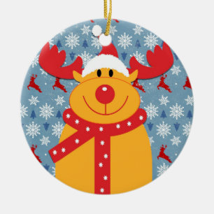 Cool Christmas Reindeer Ceramic Ornament