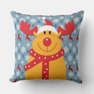 Cool Christmas Reindeer Throw Pillow
