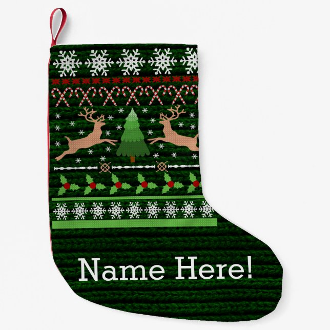 Cool Christmas Sweater Pattern Small Christmas Stocking (Front)
